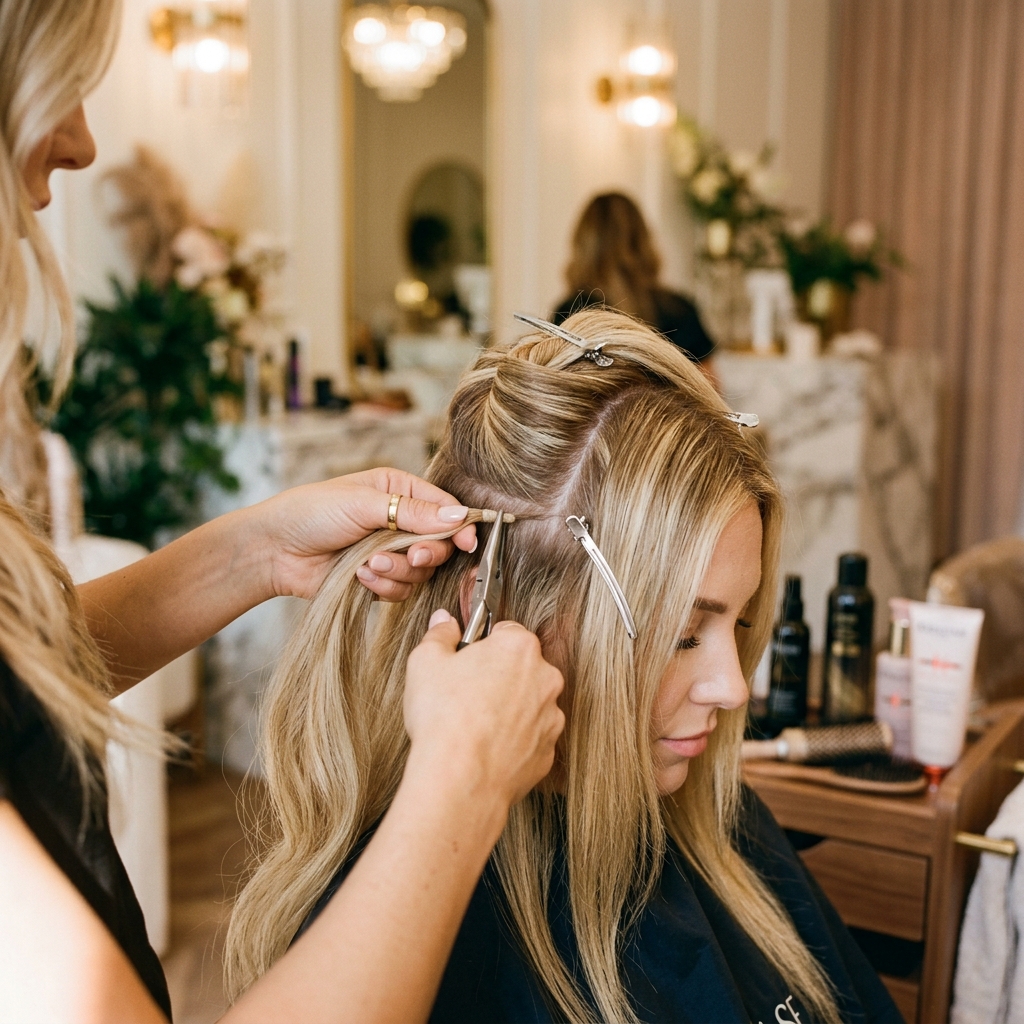 High-quality hair extensions and volume style