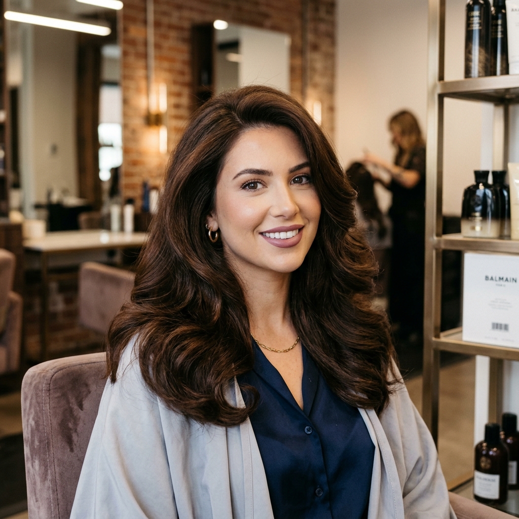 Soft honey-blonde highlights and waves